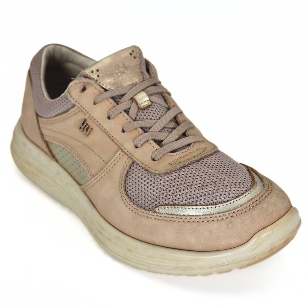 Kybun Vernier Sneakers Womens 7.5 Tan Leather Mesh Swiss Tech Walking Shoes